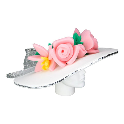 Pink Flowers Bride Large Pamela - Foam Party Hats Inc