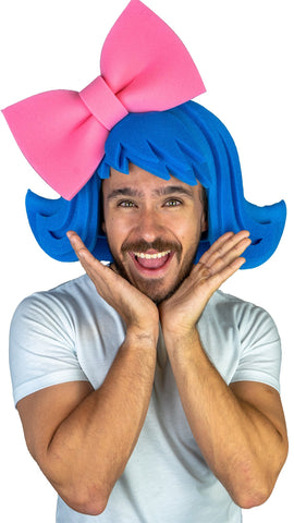 Wig with Large Bow - Foam Party Hats Inc