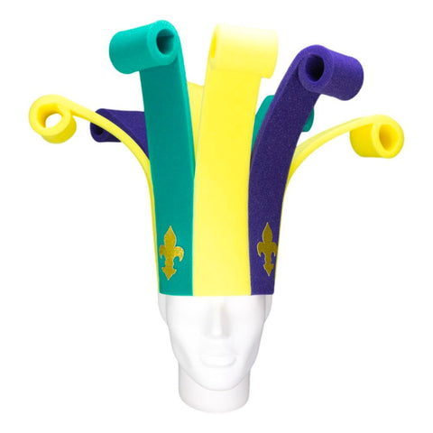 Mardi Gras Jester Rollers Hat - Foam Party Hats Inc